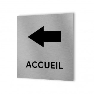 Pictogramme panneau directionnel format 20 cm x 20 cm en Dibond Aluminium brossé - Modèle Accueil