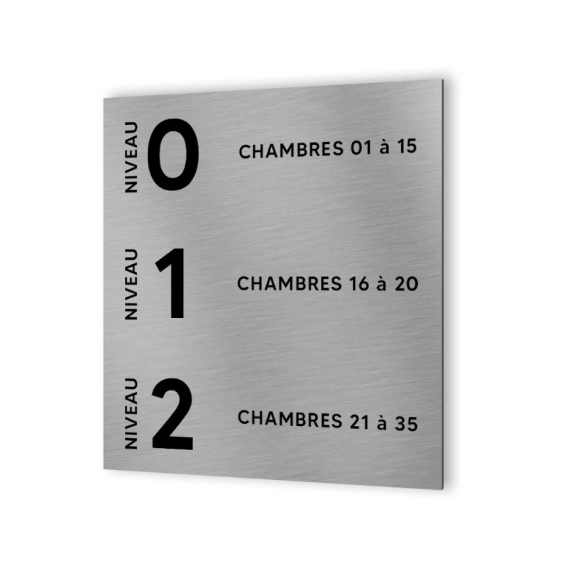 Panneau numéros de chambres et d'étage pour hôtel - Format 20 cm x 20 cm en Dibond Aluminium brossé - Numéros personnalisables Panneau numéros de chambres et d'étage pour hôtel - Format 20 cm x 20 cm en Dibond Aluminium brossé - Numéros personnalisables
