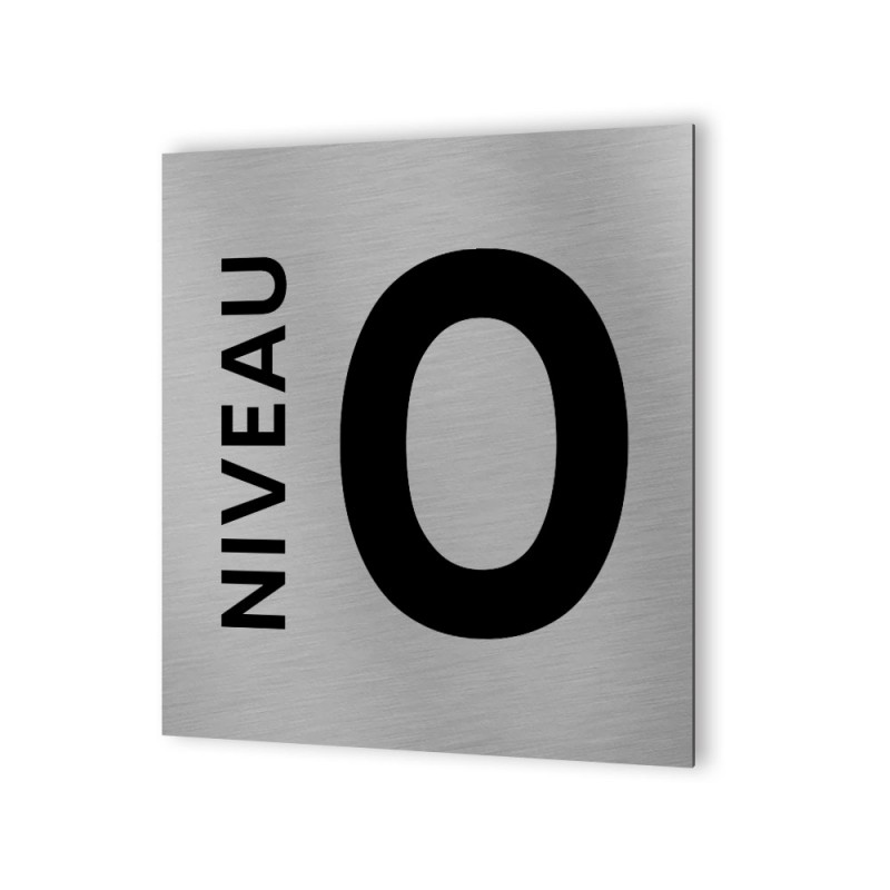 Panneau numéro d'étage pour entreprise, immeuble - Format 20 cm x 20 cm en Dibond Aluminium brossé