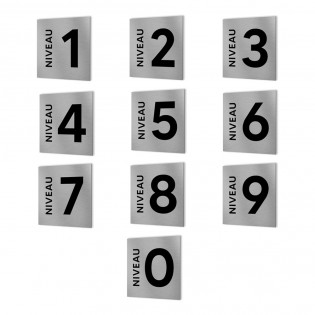 Panneau numéro d'étage pour entreprise, immeuble - Format 20 cm x 20 cm en Dibond Aluminium brossé