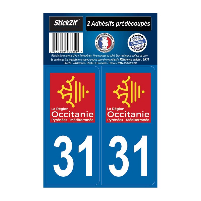 numéro immatriculation 31 Haute-Garonne Sticker autocollant 