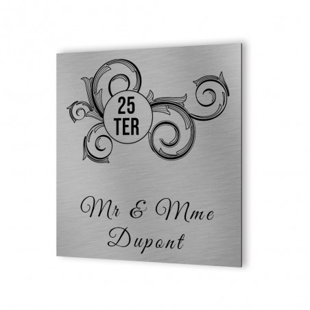 Numéro de maison extérieur personnalisable en Dibond Aluminium - Numéro de rue modèle Floral