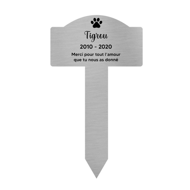 Plaque funéraire souvenir pour chat avec gravure message personnalisé - Piquet prévu pour l'extérieur