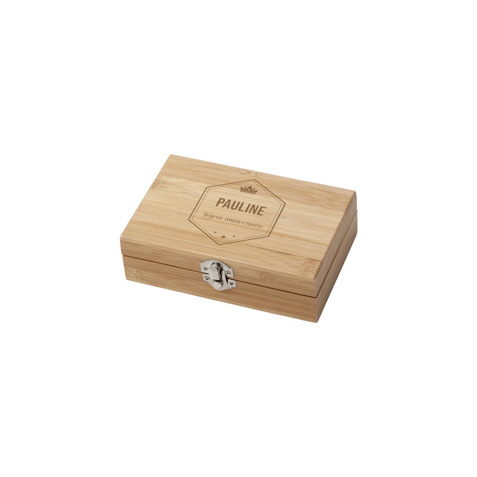 Coffret 3 accessoires à vin en bambou - Cadeau personnalisable coffret sommelier - Modèle Losange