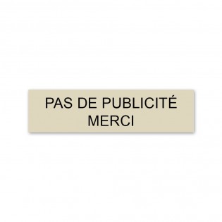 Plaque adhésive PAS DE PUBLICITE MERCI pour boite aux lettres - Format 8 cm x 2 cm