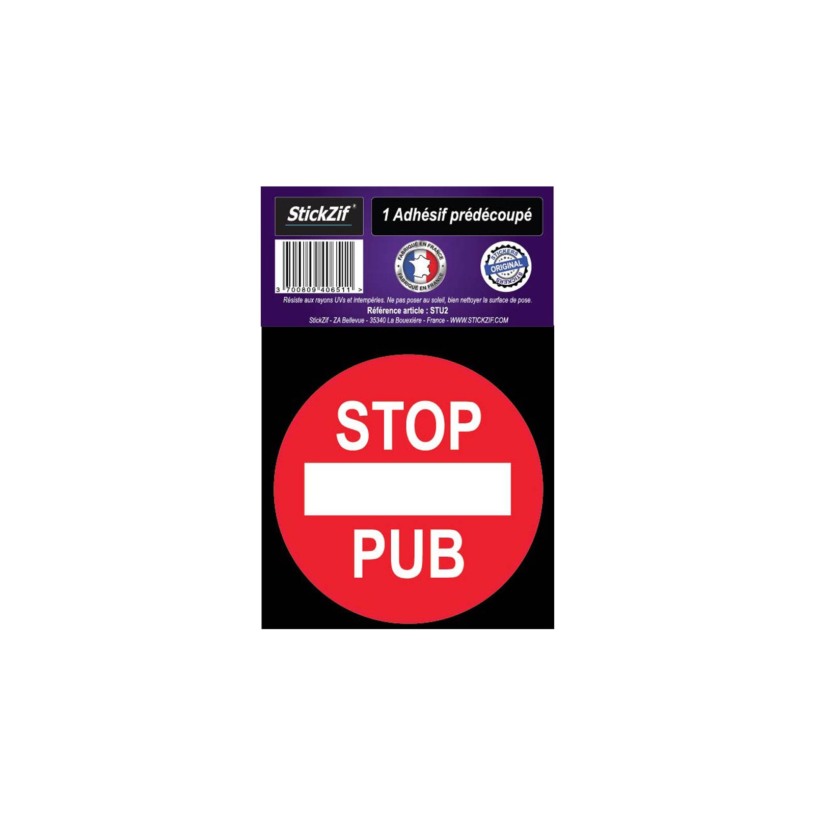 STOP PUB adhesive sticker sticker for mailbox - Round format diameter 7 cm