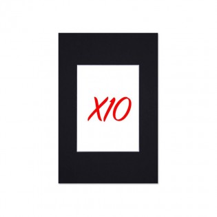 Lot de 10 passe-partouts standard noirs pour cadre et encadrement photo - Nielsen - Cadre 18 x 24 cm - Ouverture 10 x 15 cm