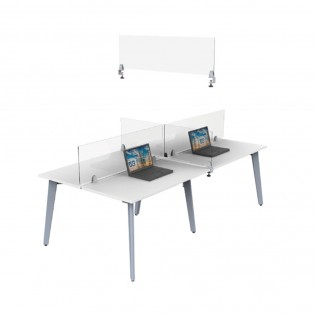 Pinces / étaux pour fixation latérale ou frontale de panneau plexiglass sur table comptoir bureau - Lot de 2