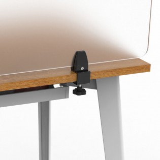 Pinces / étaux pour fixation latérale ou frontale de panneau plexiglass sur table comptoir bureau - Lot de 2