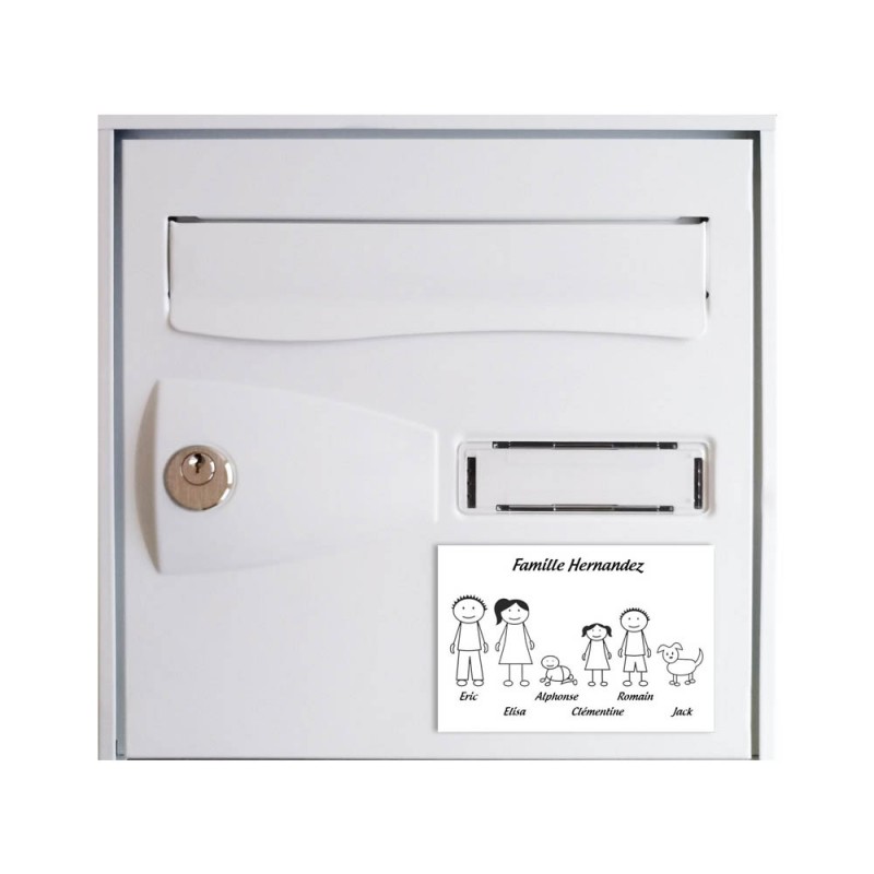 Plaque de maison Family personnalisée avec 6 membres pour boite aux lettres - Format 12x8 cm - Couleur blanche / noire Plaque de maison Family personnalisée avec 6 membres pour boite aux lettres - Format 12x8 cm - Couleur blanche / noire