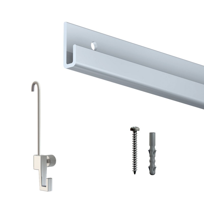 Cimaise Classic Rail J - Aluminium Anodisé 200cm - Portance 20kg/m - Sécurité Par Clé