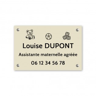 Plaque professionnelle personnalisable Assistante maternelle agréée - Pancarte Nounou personnalisée format 30 x 20 cm