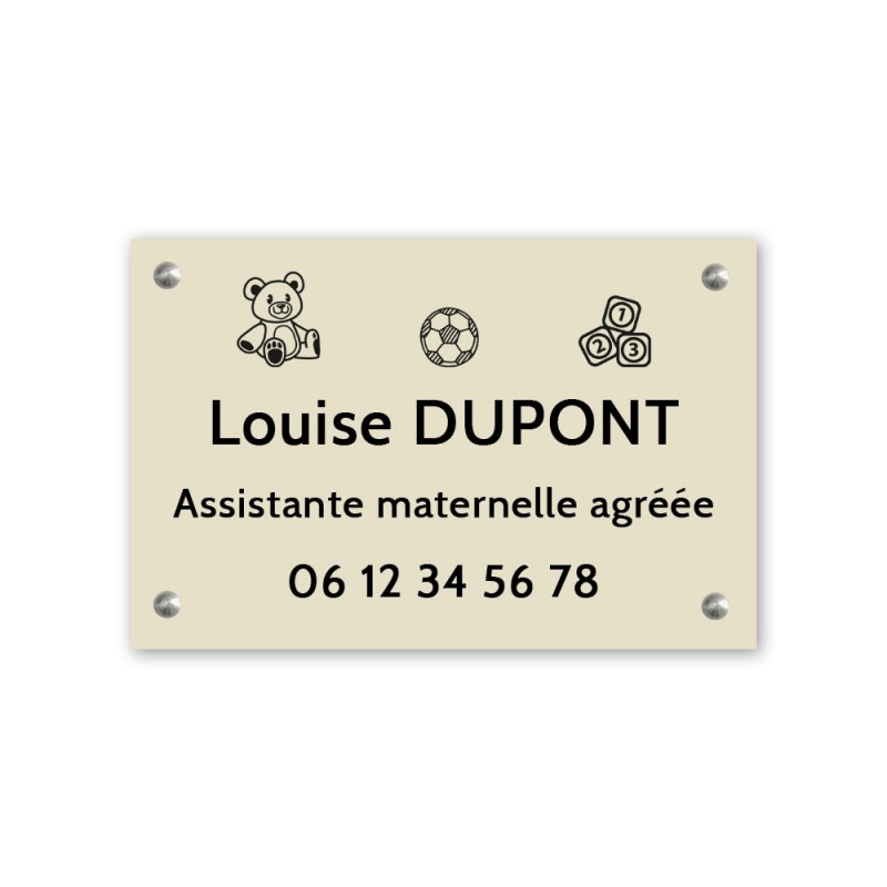 Plaque professionnelle personnalisable Assistante maternelle agréée - Pancarte Nounou personnalisée format 30 x 20 cm