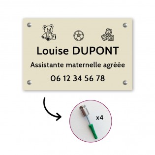 Plaque professionnelle personnalisable Assistante maternelle agréée - Pancarte Nounou personnalisée format 30 x 20 cm