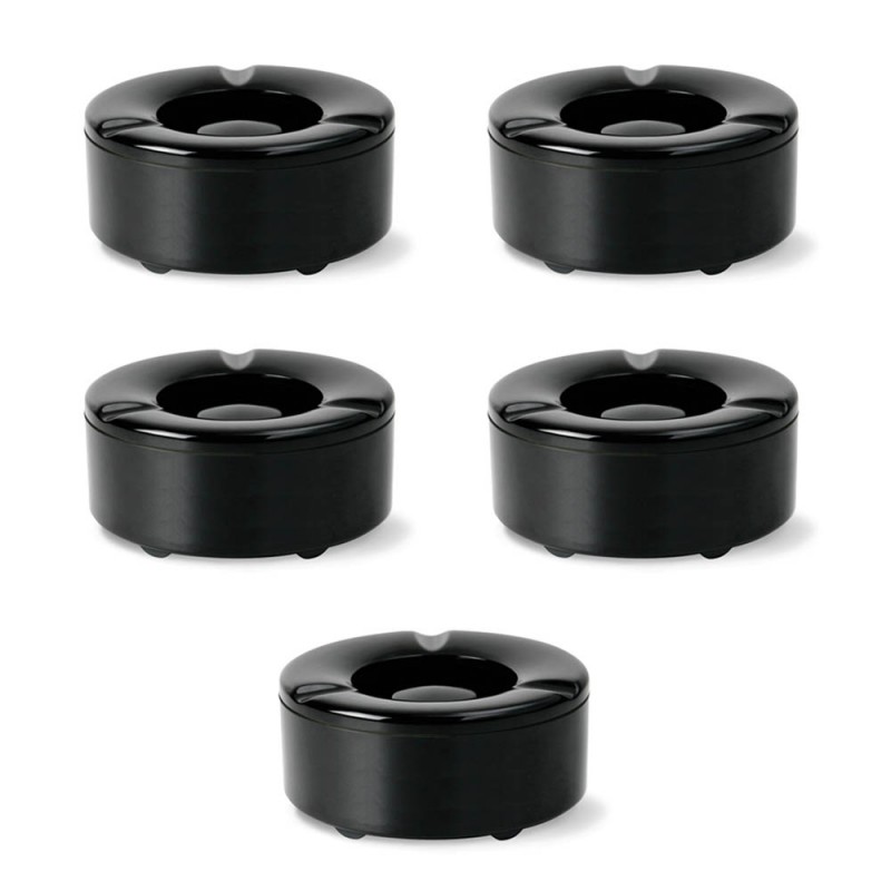 Lot de 5 cendriers extérieurs NOIRS anti-vent diamètre 10 cm - Accessoires bar restaurant hôtel