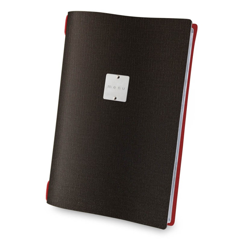 Protège menu A4 Marron bicolor aspect jute - 2 insert - mENU MATAL Protège menu A4 Marron bicolor aspect jute - 2 insert - mENU MATAL