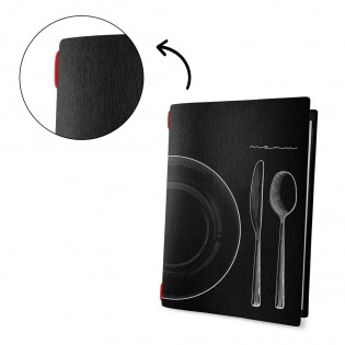 Protège-menu noir format A4 design effet craie 1 insert modèle SET - Dag Style