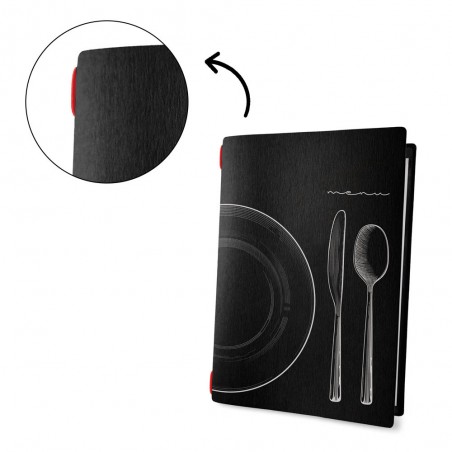 Protège-menu noir format A4 design effet craie 1 insert modèle SET - Dag Style