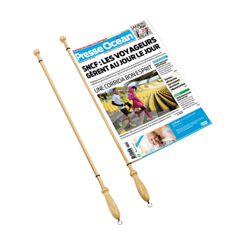 Baguette de lecture en bois pour journaux - Longueur 80 cm - Accessoires journal salle d'attente