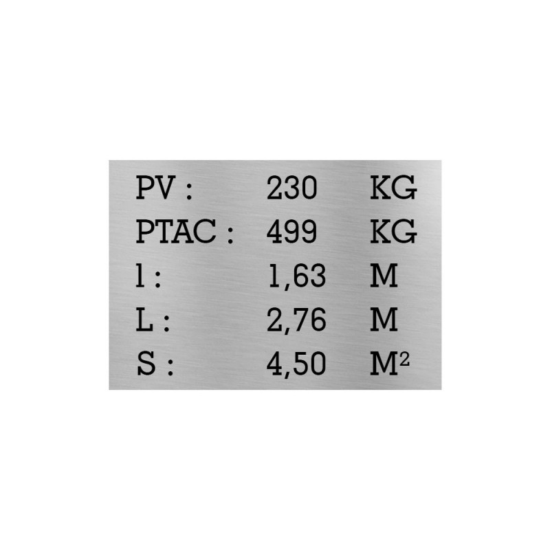 Plaque de tare argent texte noir pour remorque caravane utilitaire - Marquage gravure laser - Plaque constructeur Plaque de tare argent texte noir pour remorque caravane utilitaire - Marquage gravure laser - Plaque constructeur