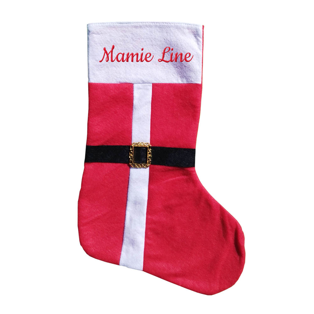 Botte de Noel chaussette cheminée personnalisée avec un prénom - Botte cadeau Noel en feutrine