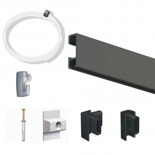 Pack Eco 100 mètres de cimaise Click Rail couleur Noir - Solution suspension cadres et tableaux