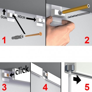 Pack Eco 4 mètres de cimaise Click Rail couleur Noir - Solution suspension cadres et tableaux