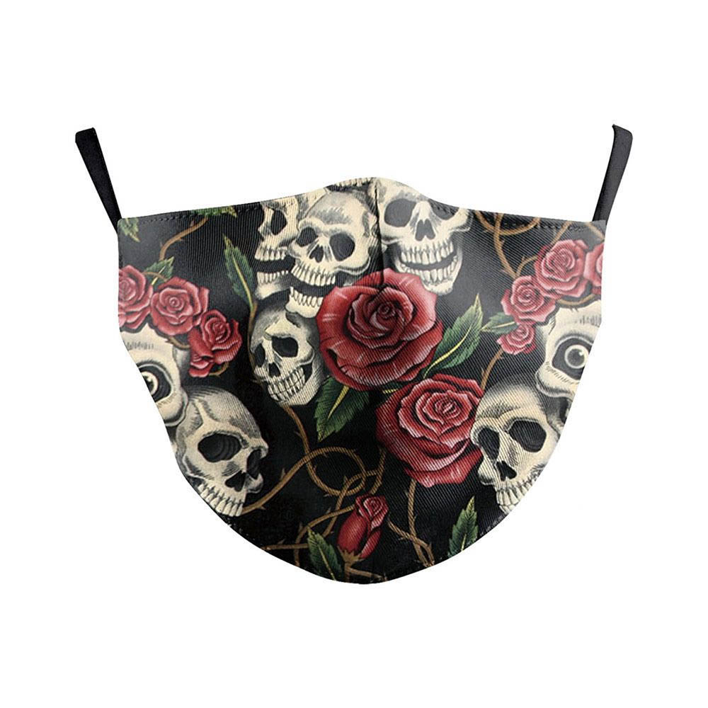Masque de protection fantaisie costume Halloween pour Adulte - Modèle Tête de mort et roses