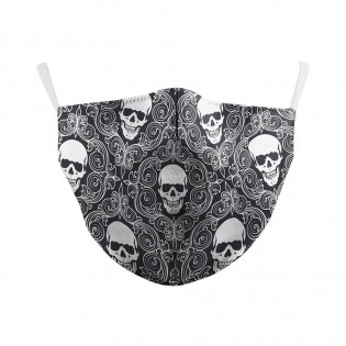 Masque de protection fantaisie costume Halloween pour Adulte - Modèle Tête de mort noir et blanc