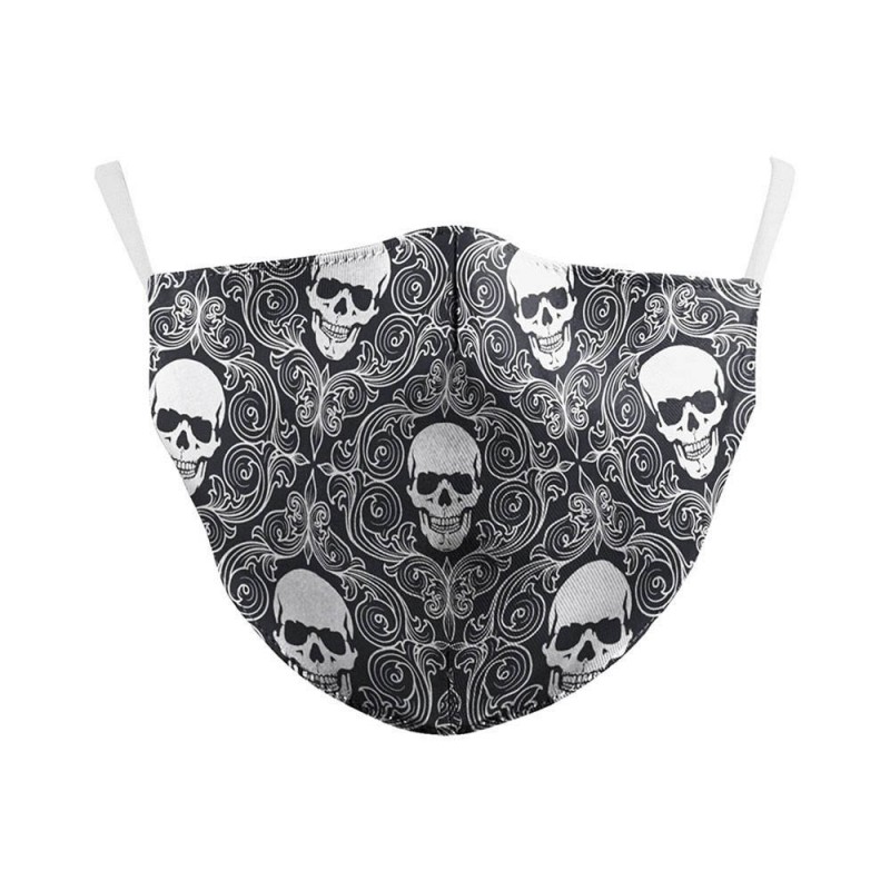 Masque de protection fantaisie costume Halloween pour Adulte - Modèle Tête de mort noir et blanc