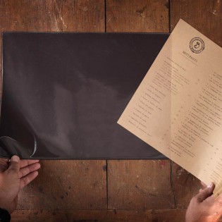 10 sets de table menu avec pochette recto-verso couleur marron - Imprimez et glissez le menu dans le set de table