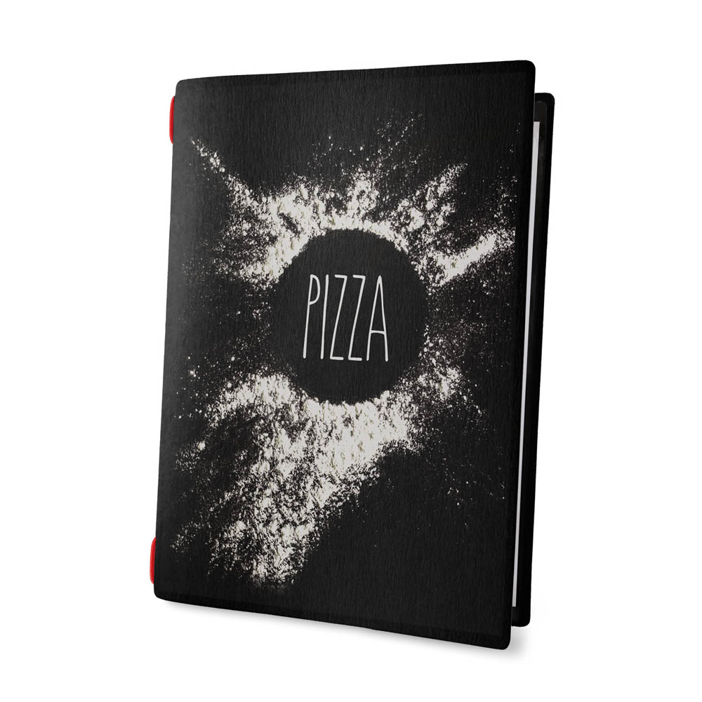 Protège menu noir format A4 modèle NAPOLI couverture "PIZZA" avec 1 insert - Dag Style