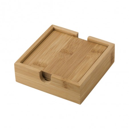 Lot de 4 dessous de verres bambou à personnaliser sur 2 lignes - Gravure laser - Cadeau Noël anniversaire départ en retraite