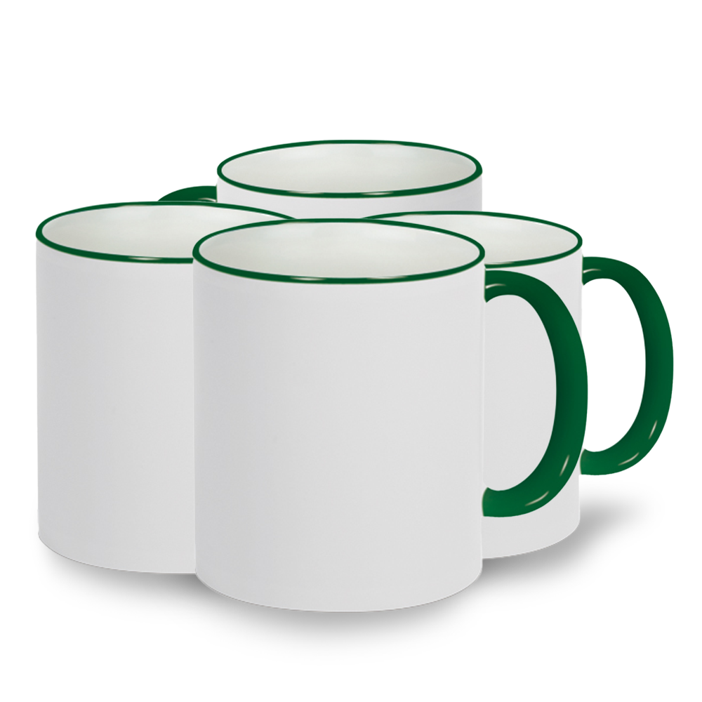 Set of 4 Mugs with coloured handles
