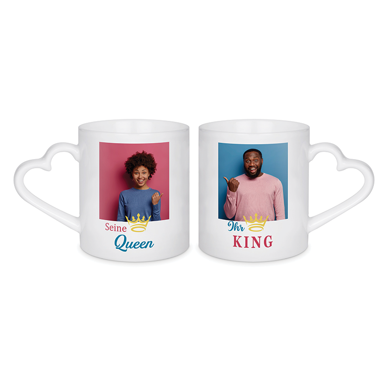 Coffret 2 Mugs Cœur Personnalises Cadeau St Valentin