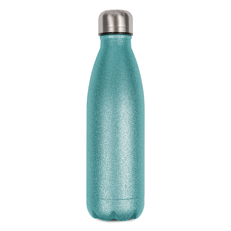 Bouteille isotherme personnalisable couleur menthe à paillettes - Contenance 500 mL - Thermos boisson bureau transport voyage