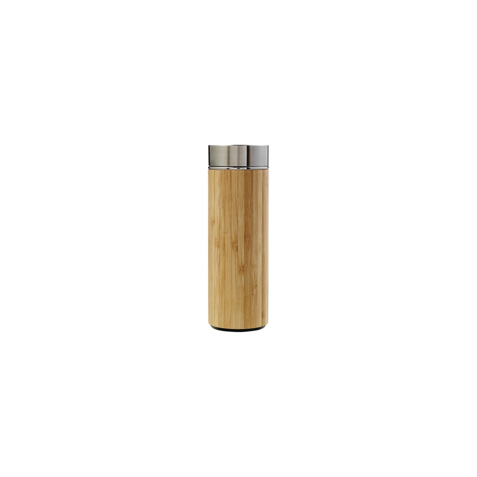 Bamboo and steel insulated bottle customizable by laser engraving 420mL - Thermos for hot and cold drinks + infuser