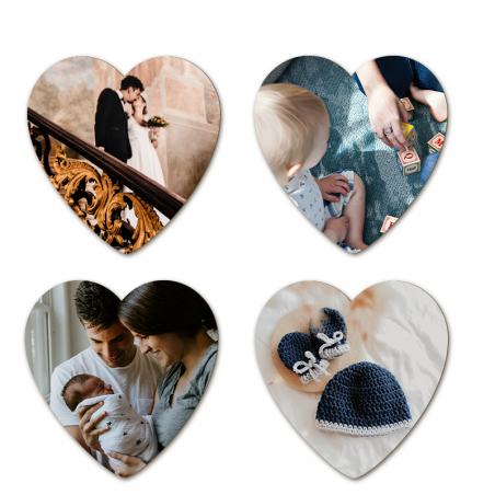 Set of 4 personalized Cork coasters | Heart