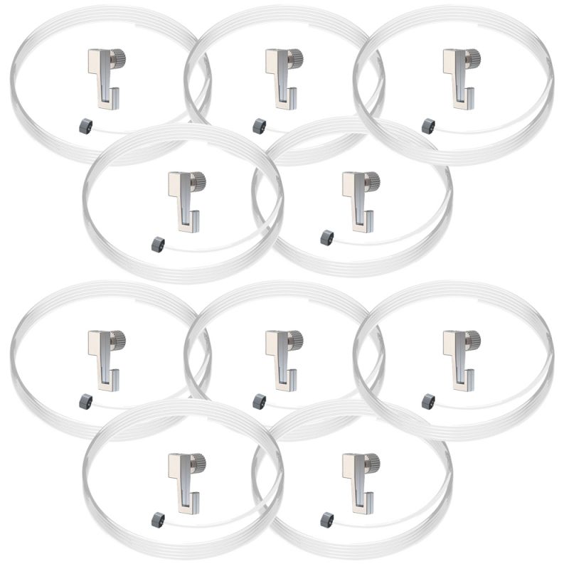 Lot de 10 kits de fixation câble perlon Slider et crochet coulissant Mini Hook : charge 4 kg - Artiteq Lot de 10 kits de fixation câble perlon Slider et crochet coulissant Mini Hook : charge 4 kg - Artiteq