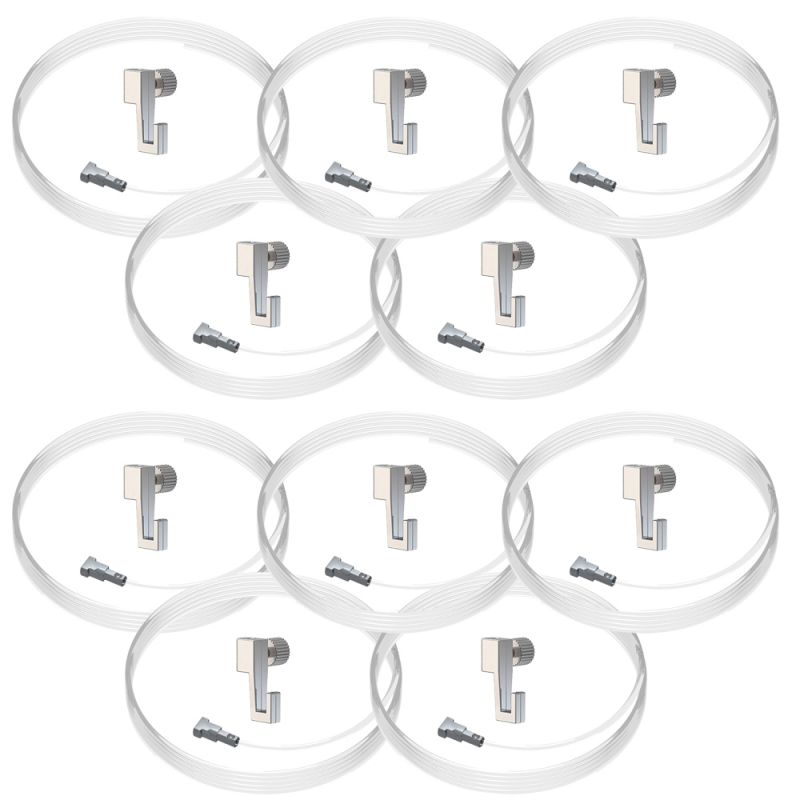 Lot de 10 kits de fixation câble perlon Twister et crochet coulissant Mini Hook : charge 4 kg - Artiteq Lot de 10 kits de fixation câble perlon Twister et crochet coulissant Mini Hook : charge 4 kg - Artiteq
