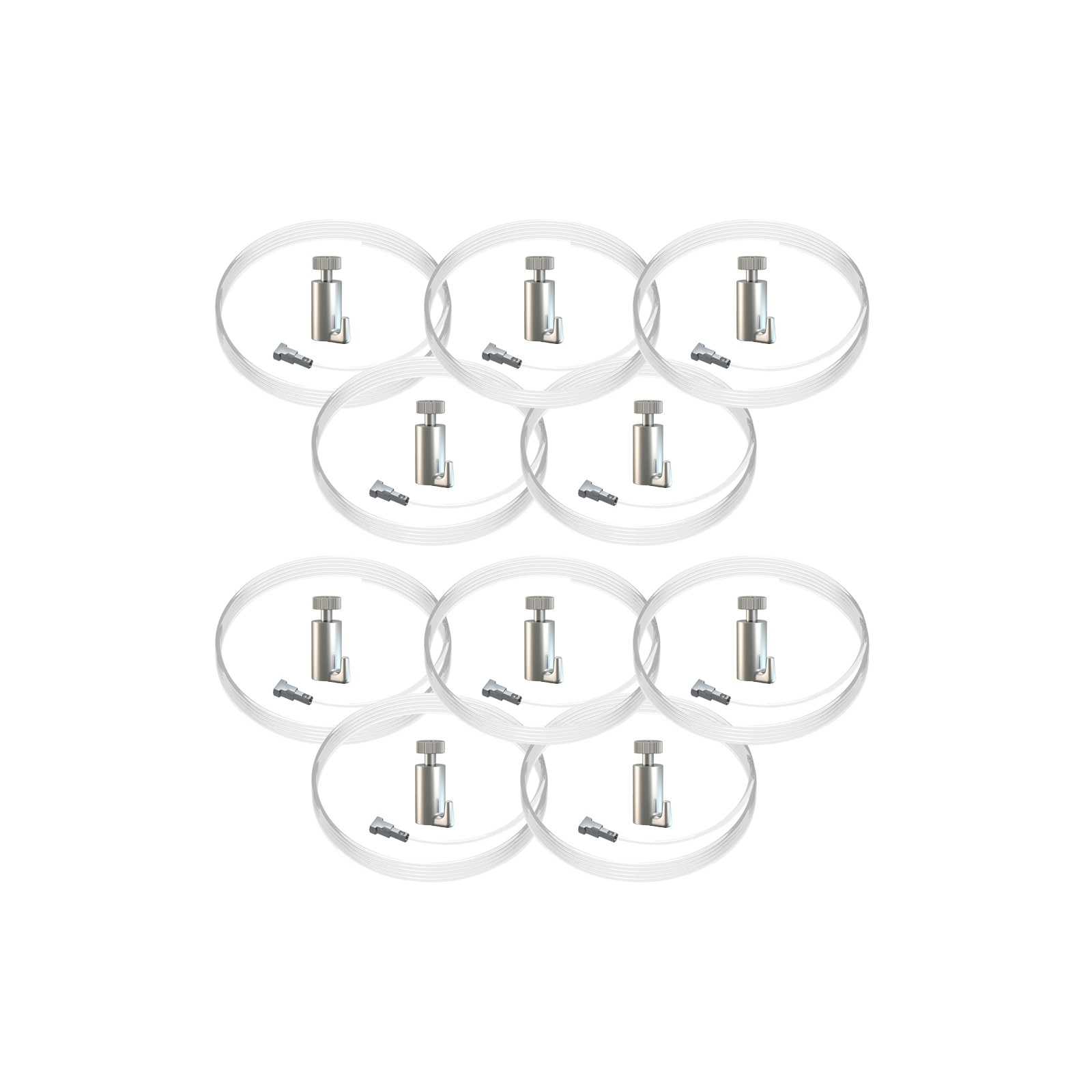 Lot de 10 kits de fixation câble perlon Twister et crochet autobloquant Classic : charge 15 kg - Artiteq