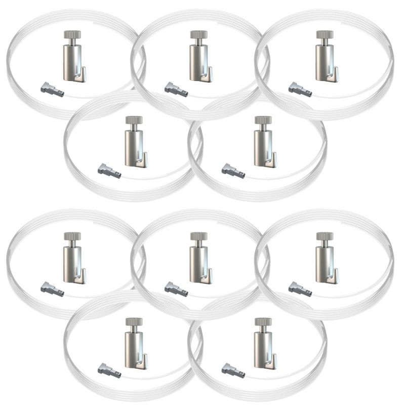 Lot de 10 kits de fixation câble perlon Twister et crochet autobloquant Classic : charge 15 kg - Artiteq Lot de 10 kits de fixation câble perlon Twister et crochet autobloquant Classic : charge 15 kg - Artiteq